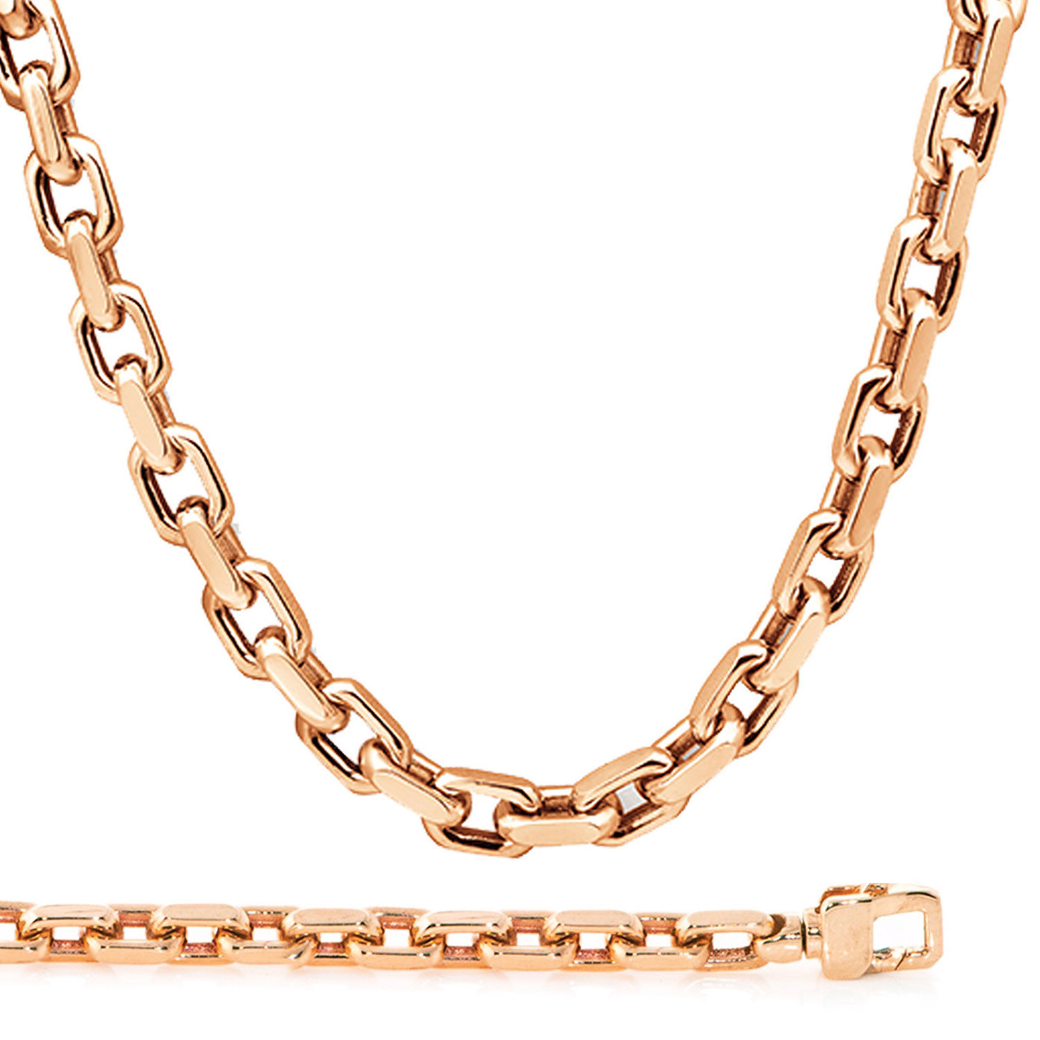 14K Rose Gold 15mm Handcrafted Rolo Bracelet 8 Inches